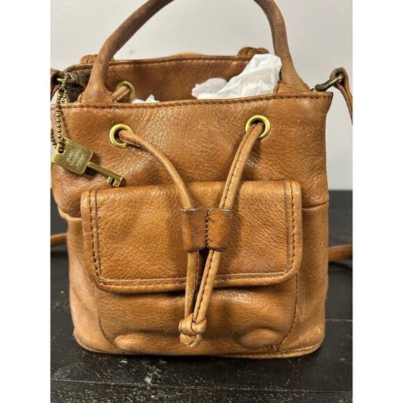 Vintage 00s Y2K FOSSIL Leather Convertible Bucket Bag Handbag Purse - Picture 1 of 10